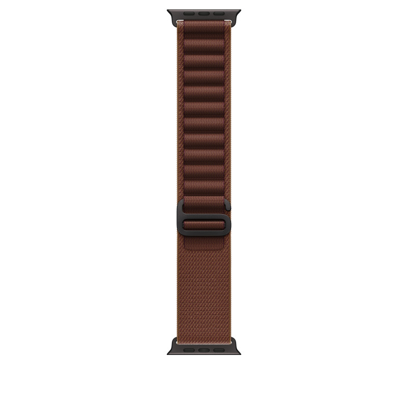 Apple Alpine Loop -älykellon ranneke 49 mm, viininpunainen, iso koko, mustan titaanin viimeistely, MKF24ZM/A