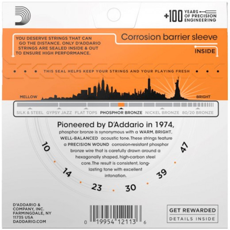 D'Addario EJ15 akustisen kitaran kielet, 10-47