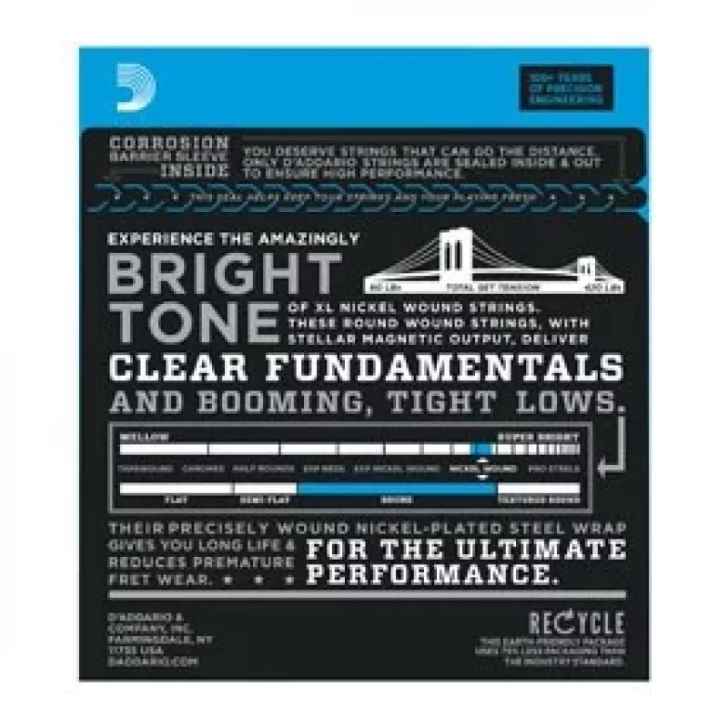 D'Addario EXL165 bassokitaran kielet, Regular Light 45–105
