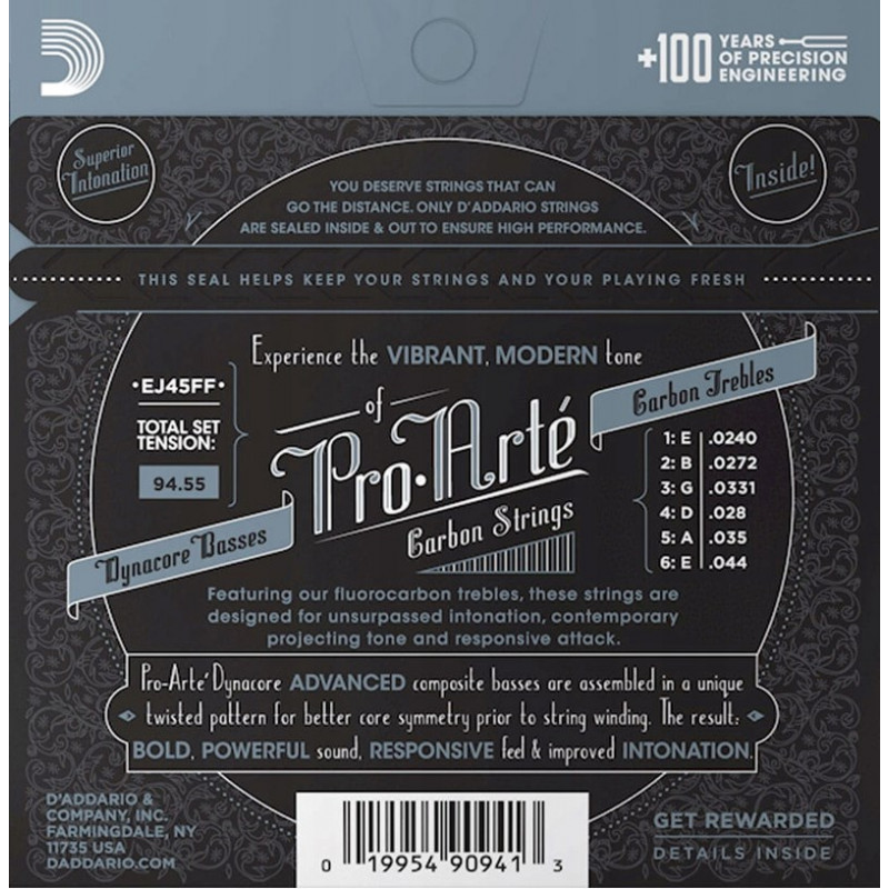 D'Addario EJ45FF Pro-Arté Carbon klassisen kitaran kielet