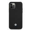 BMW BMHCP12LRSWPK Perforate nahkainen kova suojakuori laitteelle Apple iPhone 12 Pro Max, musta