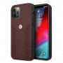 BMW BMHCP12MRSPPR Curve Perforate nahkainen kova suojakuori laitteelle Apple iPhone 12 / 12 Pro, punainen
