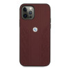 BMW BMHCP12MRSPPR Curve Perforate nahkainen kova suojakuori laitteelle Apple iPhone 12 / 12 Pro, punainen