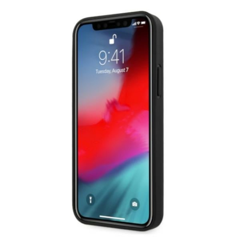 BMW BMHCP12MRSPPR Curve Perforate nahkainen kova suojakuori laitteelle Apple iPhone 12 / 12 Pro, punainen