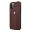 BMW BMHCP12LRSPPR Curve Perforate nahkainen kova suojakuori laitteelle Apple iPhone 12 Pro Max, punainen