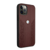 BMW BMHCP12LRSPPR Curve Perforate nahkainen kova suojakuori laitteelle Apple iPhone 12 Pro Max, punainen