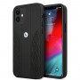 BMW BMHCP12SRSPPK Curve Perforate nahkainen kova suojakuori laitteelle Apple iPhone 12 mini, musta