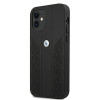 BMW BMHCP12SRSPPK Curve Perforate nahkainen kova suojakuori laitteelle Apple iPhone 12 mini, musta
