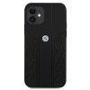 BMW BMHCP12SRSPPK Curve Perforate nahkainen kova suojakuori laitteelle Apple iPhone 12 mini, musta