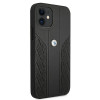 BMW BMHCP12SRSPPK Curve Perforate nahkainen kova suojakuori laitteelle Apple iPhone 12 mini, musta