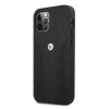 BMW BMHCP12MRSPPK Curve Perforate nahkainen kova suojakuori laitteelle Apple iPhone 12 / 12 Pro, musta