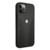 BMW BMHCP12MRSPPK Curve Perforate nahkainen kova suojakuori laitteelle Apple iPhone 12 / 12 Pro, musta