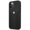 BMW BMHCP12LRSPPK Curve Perforate nahkainen kova suojakuori laitteelle Apple iPhone 12 Pro Max, musta