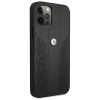 BMW BMHCP12LRSPPK Curve Perforate nahkainen kova suojakuori laitteelle Apple iPhone 12 Pro Max, musta