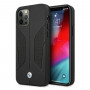 BMW BMHCP12MRSCSK Perforate Sides nahkainen kova suojakuori laitteelle Apple iPhone 12 / 12 Pro, musta