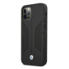 BMW BMHCP12MRSCSK Perforate Sides nahkainen kova suojakuori laitteelle Apple iPhone 12 / 12 Pro, musta