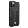 BMW BMHCP12MRSCSK Perforate Sides nahkainen kova suojakuori laitteelle Apple iPhone 12 / 12 Pro, musta