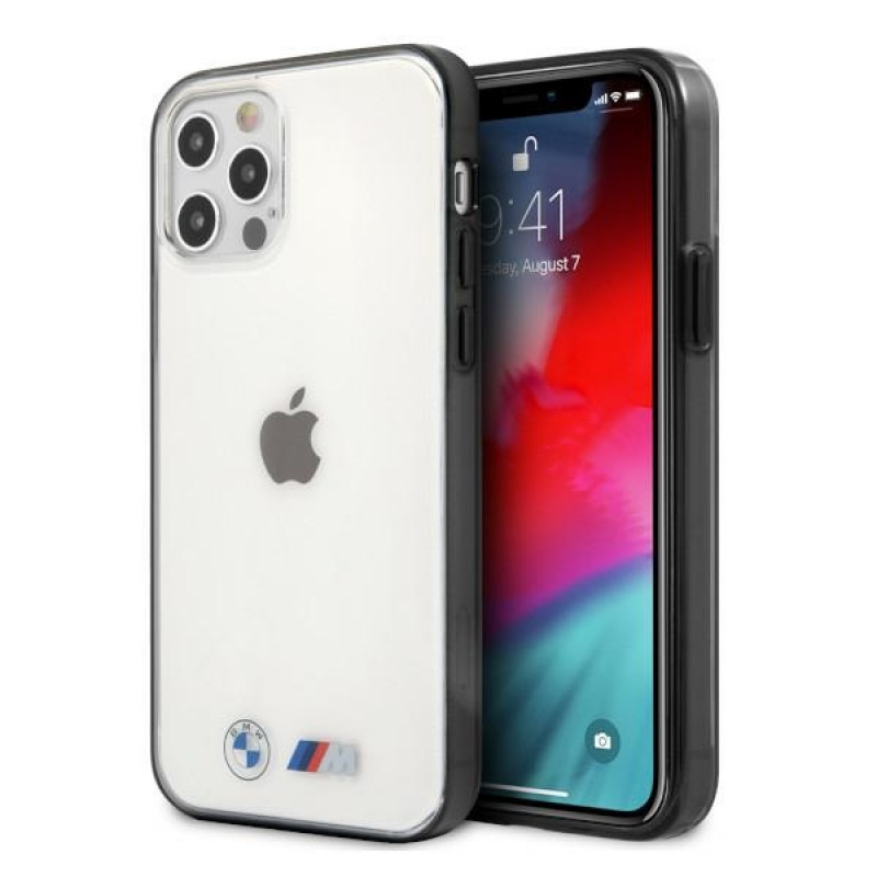 BMW BMHCP12LMBTOK Sandblast kova suojakuori Apple iPhone 12 Pro Max -puhelimelle, läpinäkyvä