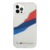 BMW BMHCP12LSKTGT Motorsport Tricolor kova suojakuori Apple iPhone 12 Pro Max -puhelimelle, läpinäkyvä