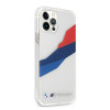 BMW BMHCP12LSKTGT Motorsport Tricolor kova suojakuori Apple iPhone 12 Pro Max -puhelimelle, läpinäkyvä