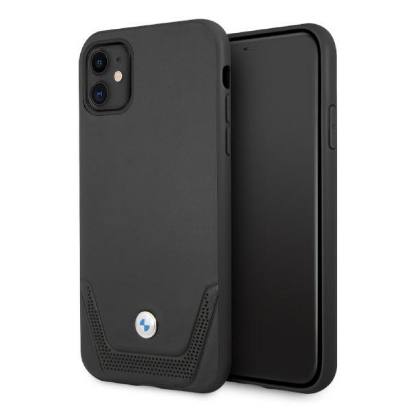 BMW BMHCN61RSWPK Leather Perforate kova suojakuori Apple iPhone 11 -puhelimelle, musta