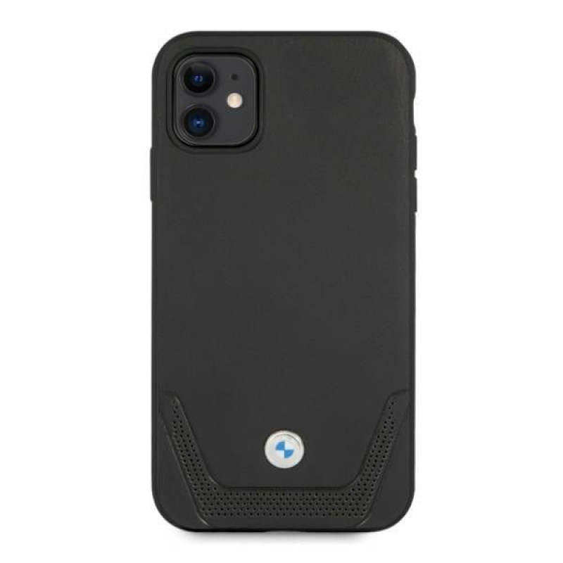 BMW BMHCN61RSWPK Leather Perforate kova suojakuori Apple iPhone 11 -puhelimelle, musta