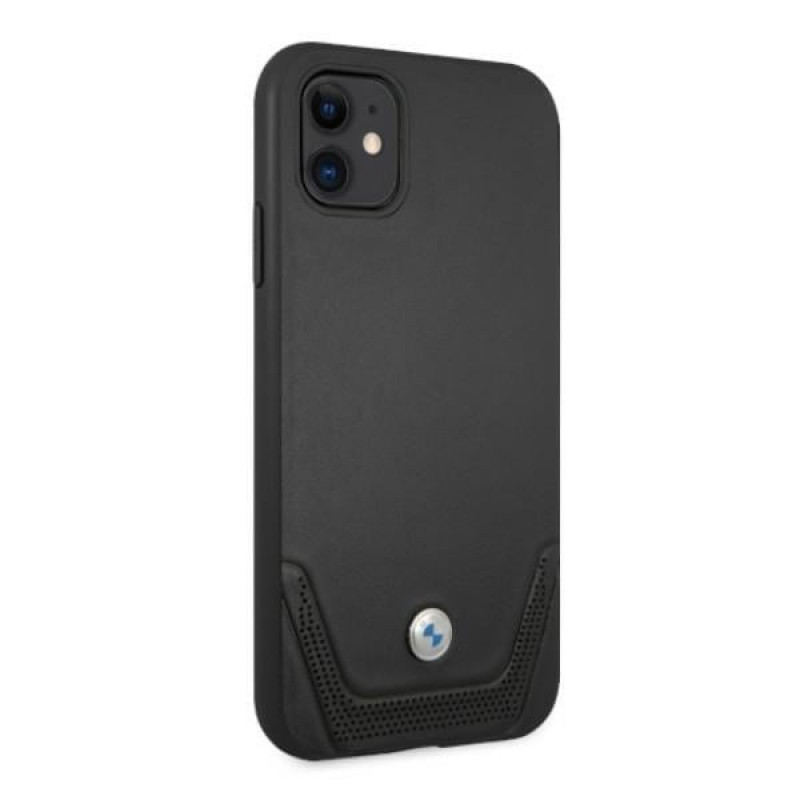 BMW BMHCN61RSWPK Leather Perforate kova suojakuori Apple iPhone 11 -puhelimelle, musta
