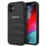 Mercedes-AMG AMHCP12SGSEBK Leather Debossed Lines kova suojakuori Apple iPhone 12 mini -puhelimelle, musta