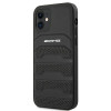 Mercedes-AMG AMHCP12SGSEBK Leather Debossed Lines kova suojakuori Apple iPhone 12 mini -puhelimelle, musta