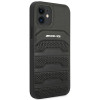 Mercedes-AMG AMHCP12SGSEBK Leather Debossed Lines kova suojakuori Apple iPhone 12 mini -puhelimelle, musta