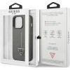 Guess GUHCP13LPSATLG kova suojakuori Apple iPhone 13 Pro -puhelimelle, Saffiano Triangle Logo, hopea
