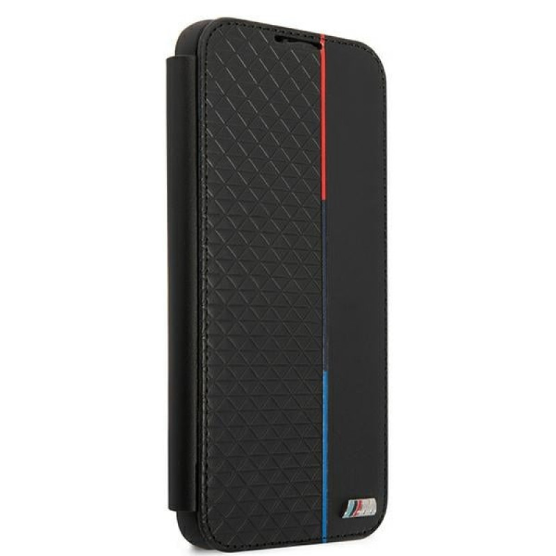 BMW BMBKS22MTRTBK kirjakotelo Samsung Galaxy S22+ -puhelimelle, M Collection Triangles, musta
