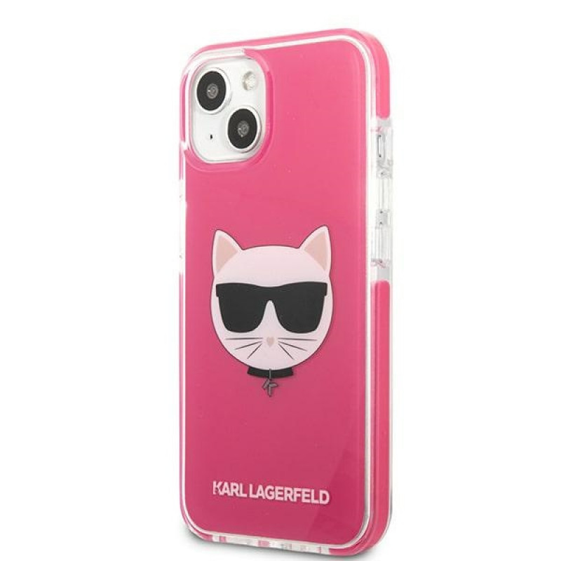 Karl Lagerfeld KLHCP13STPECPI kova suojakuori Apple iPhone 13 mini 5,4″ -puhelimelle, Choupette Head, fuksia