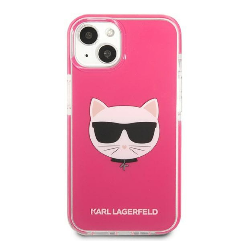 Karl Lagerfeld KLHCP13STPECPI kova suojakuori Apple iPhone 13 mini 5,4″ -puhelimelle, Choupette Head, fuksia