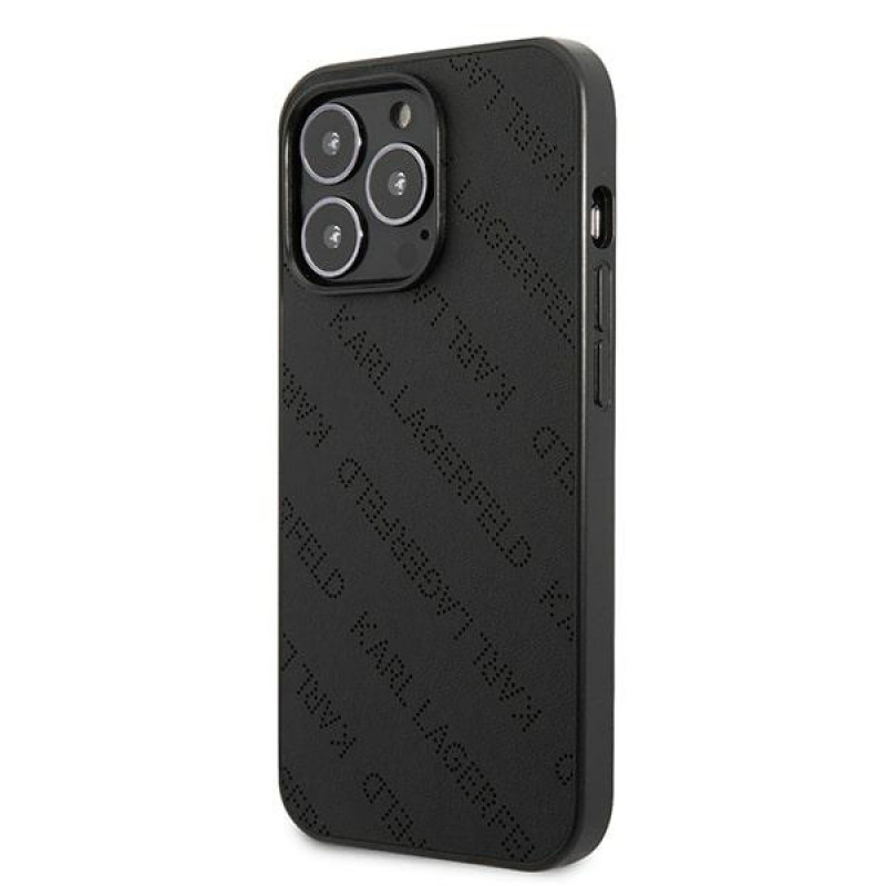Karl Lagerfeld KLHCP13LPTLK kova suojakuori Apple iPhone 13 Pro -puhelimelle, Perforated Allover, musta
