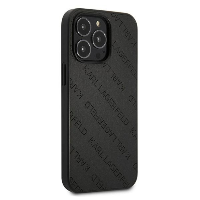 Karl Lagerfeld KLHCP13LPTLK kova suojakuori Apple iPhone 13 Pro -puhelimelle, Perforated Allover, musta