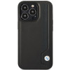 BMW BMHCP14X22RBDK Leather Blue Dots kova suojakuori puhelimelle iPhone 14 Pro Max 6,7", musta