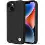 BMW BMHCP14S22RQDK Leather Quilted kova suojakuori puhelimelle iPhone 14 6,1", musta