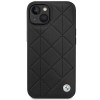 BMW BMHCP14S22RQDK Leather Quilted kova suojakuori puhelimelle iPhone 14 6,1", musta
