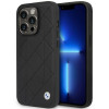 BMW BMHCP14L22RQDK Leather Quilted kova suojakuori puhelimelle iPhone 14 Pro 6,1", musta