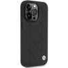 BMW BMHCP14L22RQDK Leather Quilted kova suojakuori puhelimelle iPhone 14 Pro 6,1", musta