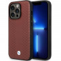 BMW BMHCP14L22RFGR Leather Diamond Pattern kova suojakuori puhelimelle iPhone 14 Pro 6,1", viininpunainen