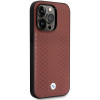 BMW BMHCP14L22RFGR Leather Diamond Pattern kova suojakuori puhelimelle iPhone 14 Pro 6,1", viininpunainen