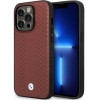 BMW BMHCP14X22RFGR Leather Diamond Pattern kova suojakuori puhelimelle iPhone 14 Pro Max 6,7", viininpunainen
