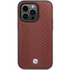 BMW BMHCP14X22RFGR Leather Diamond Pattern kova suojakuori puhelimelle iPhone 14 Pro Max 6,7", viininpunainen