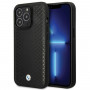 BMW BMHCP14L22RFGK Leather Diamond Pattern kova suojakuori puhelimelle iPhone 14 Pro 6,1", musta
