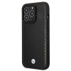 BMW BMHCP14L22RFGK Leather Diamond Pattern kova suojakuori puhelimelle iPhone 14 Pro 6,1", musta