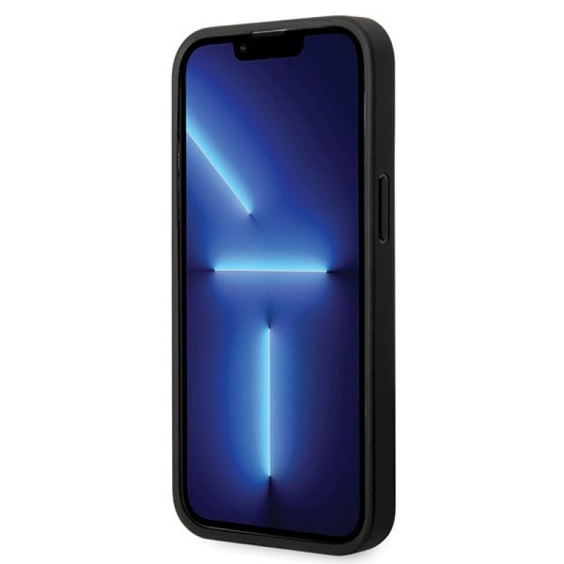 BMW BMHCP14L22RFGK Leather Diamond Pattern kova suojakuori puhelimelle iPhone 14 Pro 6,1", musta