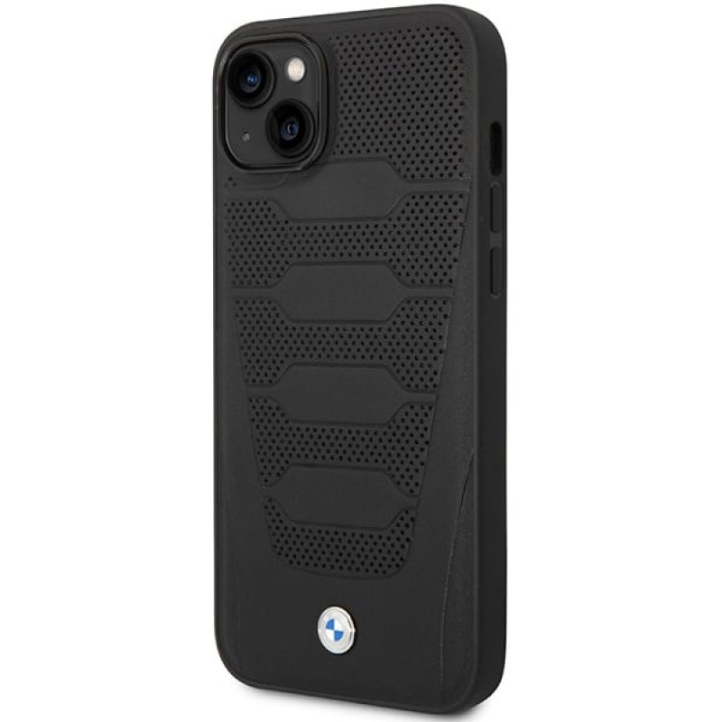 BMW BMHCP14S22RPSK suojakuori iPhone 14, musta, Leather Seats Pattern