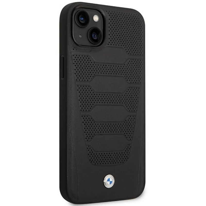 BMW BMHCP14S22RPSK suojakuori iPhone 14, musta, Leather Seats Pattern